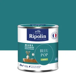 Peinture Mur, Boiserie, Radiateur Ripolin Bleu Pop Satiné 0.5 L