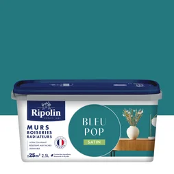Peinture mur boiserie radiateur RIPOLIN bleu pop satiné 2,5 litres