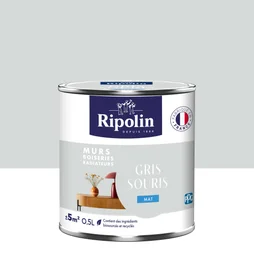 Peinture mur, boiserie, radiateur RIPOLIN gris souris mat 0.5 l