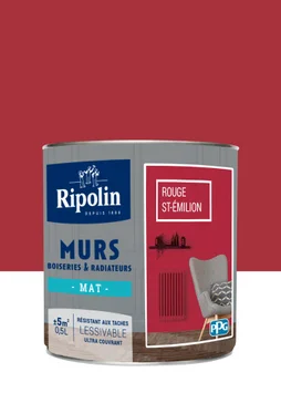 Peinture mur, boiserie, radiateur RIPOLIN rouge profond mat 0.5 l
