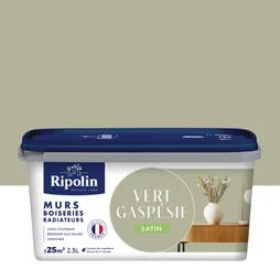 Peinture mur boiserie radiateur RIPOLIN vert gaspésie satiné 2,5 litres