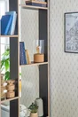 Papier Peint Vinyle Motif Geo Blanc/Or