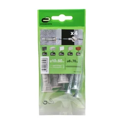 Lot De 4 Chevilles Et Vis À Expansion Standers, Diam.10 Mm X L.60 Mm