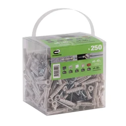 Lot De 250 Chevilles Et Vis À Expansion Standers, Diam.6 Mm X L.40 Mm