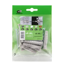Lot De 10 Chevilles Et Vis À Expansion Standers, Diam.8 Mm X L.50 Mm