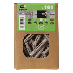 Lot De 100 Chevilles Et Vis À Expansion Standers, Diam.6 Mm X L.40 Mm