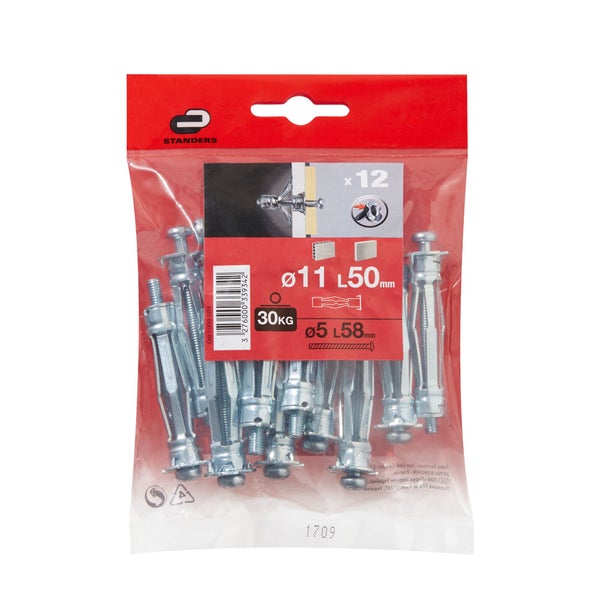 12 Chevilles À Expansion Standers, Diam.11 X L.50 Mm