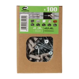 Lot De 100 Chevilles Et Vis À Expansion Standers, Diam.5 Mm X L.30 Mm