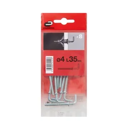 Lot de 8 gonds en acier zingué, STANDERS, diam.4 x l.35 mm