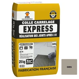 Mortier Colle, Poudre Express Gris 25 Kg, 5 M²