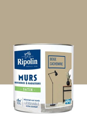 Peinture mur, boiserie, radiateur beige cachemire satiné RIPOLIN Intérieur 0.5 L