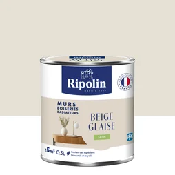 Peinture mur, boiserie et radiateur intérieur, RIPOLIN, beige glaise satiné, 0.5 l