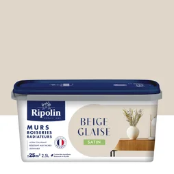 Peinture mur, boiserie, radiateur RIPOLIN intérieur, beige glaise satiné, 2.5 litres