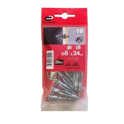 Lot de 10 chevilles à expansion STANDERS, diam.8 x L.34 mm