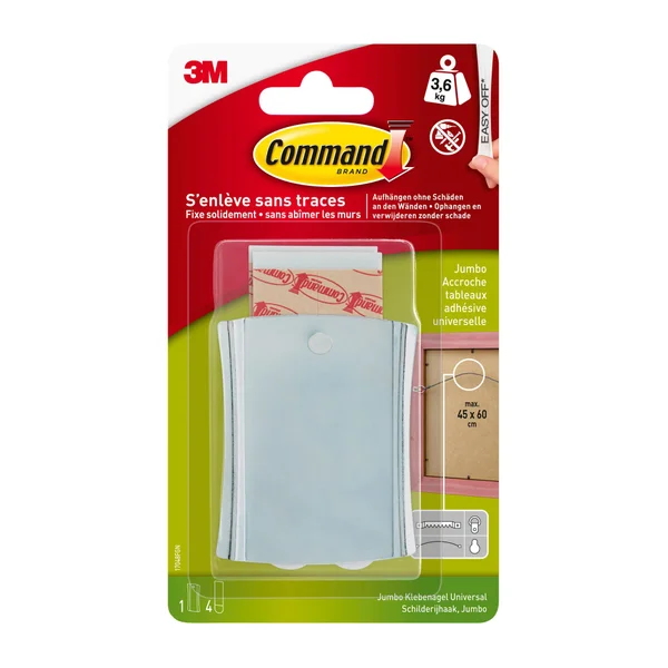 Accroche-cadre adhésif tête de clou, COMMAND argent 3.6 kg