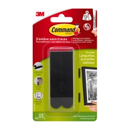 Lot de 8 languettes adhésives tableaux COMMAND noir