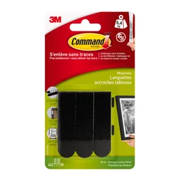 Lot de 8 languettes adhésives tableaux COMMAND noir