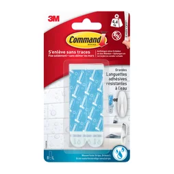 Lot de 8 languettes adhésives résistantes à l'eau COMMAND, blanc
