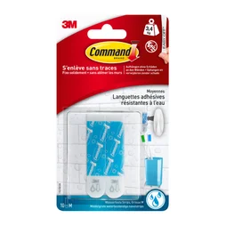 Lot de 10 languettes adhésives résistantes à l'eau COMMAND, blanc
