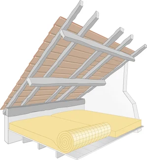 Rouleau laine de roche combles perdus ROCKWOOL Roulrock kraft, Ep.200mm, 2.4x1.2