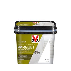 Peinture sol, parquet escalier Décolab V33, blanc satiné, 0.75L