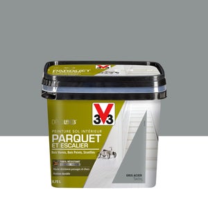 Peinture sol, parquet escalier Décolab V33, gris acier satiné, 0.75L