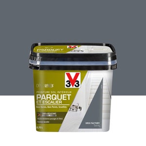 Peinture sol, parquet escalier Décolab V33, gris factory satiné, 0.75L