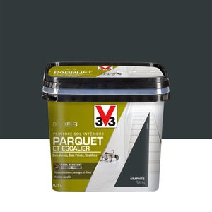 Peinture sol, parquet escalier Décolab V33, noir graphite satiné, 0.75L