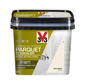 Peinture sol, parquet escalier Décolab V33, gris sable satiné, 0.75L