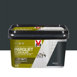 Peinture sol, parquet escalier Décolab V33, noir graphite satiné, 2.5L