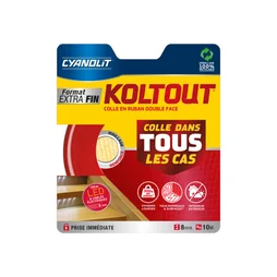 Ruban adhésif Double face incolore / transparent Koltout CYANOLIT L.10 m x l.8 mm