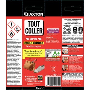 Colle néoprène liquide Tout Coller, AXTON, 50 ml