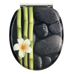 Abattant frein de chute déclipsable bois moulé plaqué ZEN orchidée