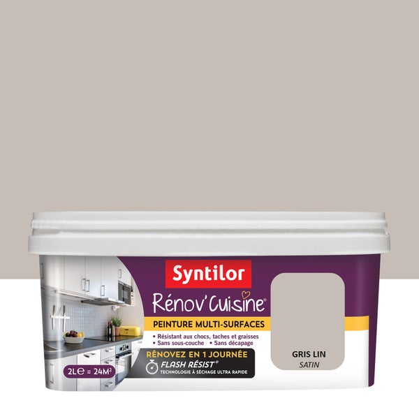 Peinture cuisine Rénov'cuisine SYNTILOR gris lin satiné 2 l