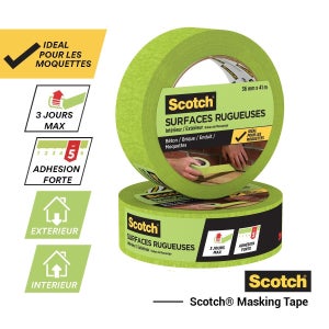 Ruban De Masquage Scotch L.24 Mm X L.41 M Surfaces Rugueuses
