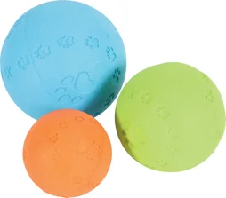 Jouet chien caoutchouc balle 9.5cm couleur
