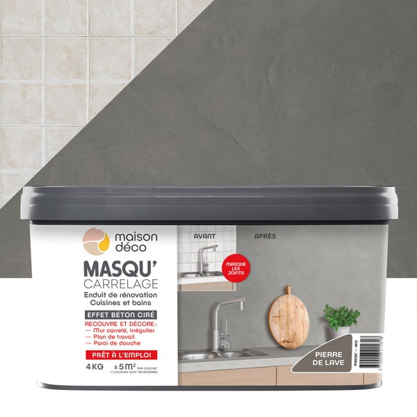 Enduit Masqu'Carrelage Et Mur Maison Deco, Pierre De Lave, 4 Kg