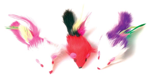 Lot de 3 jouets pour chat souris à plume, ZOLUX, multicouleur