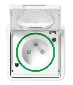 Prise avec terre étanche complet Mureva Styl, SCHNEIDER ELECTRIC, blanc