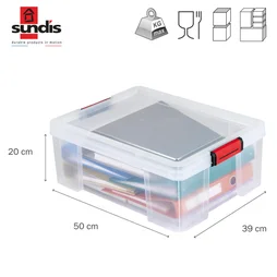 Boîte Sundis plastique transparent L.39 X P.50 X H.20 cm