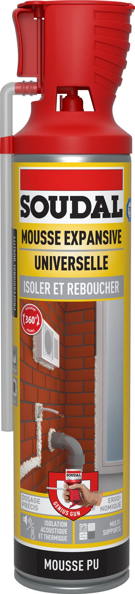 Mousse expansive universelle SOUDAL Genius gun 500 ml