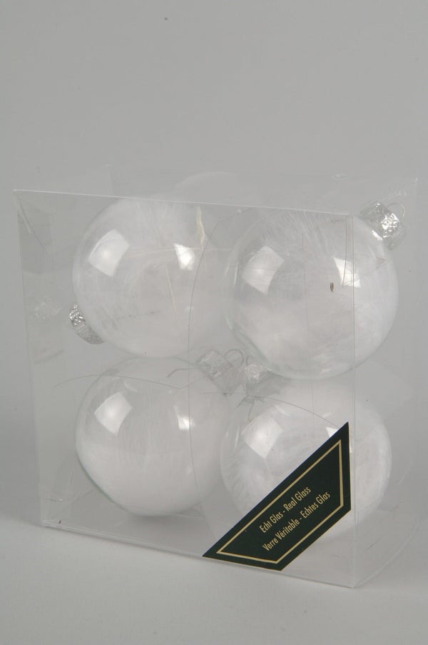 Boite de 4 boules décoratives de Noël Plume
