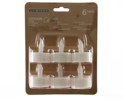 Lot de 6 bougies plastique chauffe plat 1led blanc 72h d3,8cm h4,6cm à pile