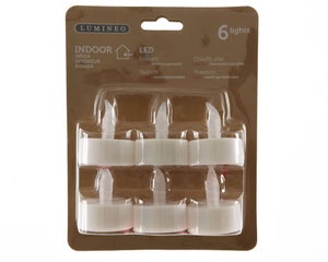 Lot de 6 bougies plastique chauffe plat 1led blanc 72h d3,8cm h4,6cm à pile