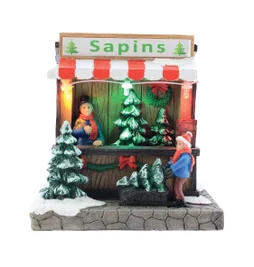 Village magasins lumineux de Noël multicouleur à piles LED
