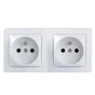 Prise double avec terre saillie complet Alréa, SCHNEIDER ELECTRIC, blanc
