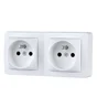 Prise double avec terre saillie complet Alréa, SCHNEIDER ELECTRIC, blanc