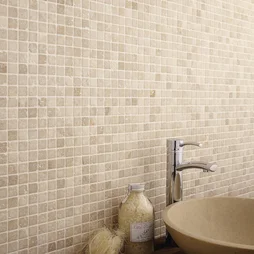 Mosaïque Sol Et Mur Mineral Travertin Ivoire 2.3 X 2.3 Cm