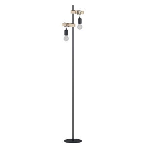 Lampadaire Droit Industriel, Bois, Marron, Eglo Townshend