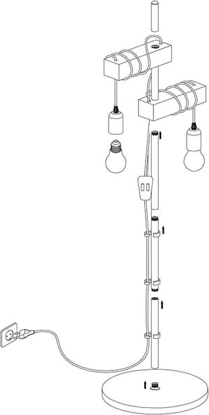 Lampadaire Droit Industriel, Bois, Marron, Eglo Townshend